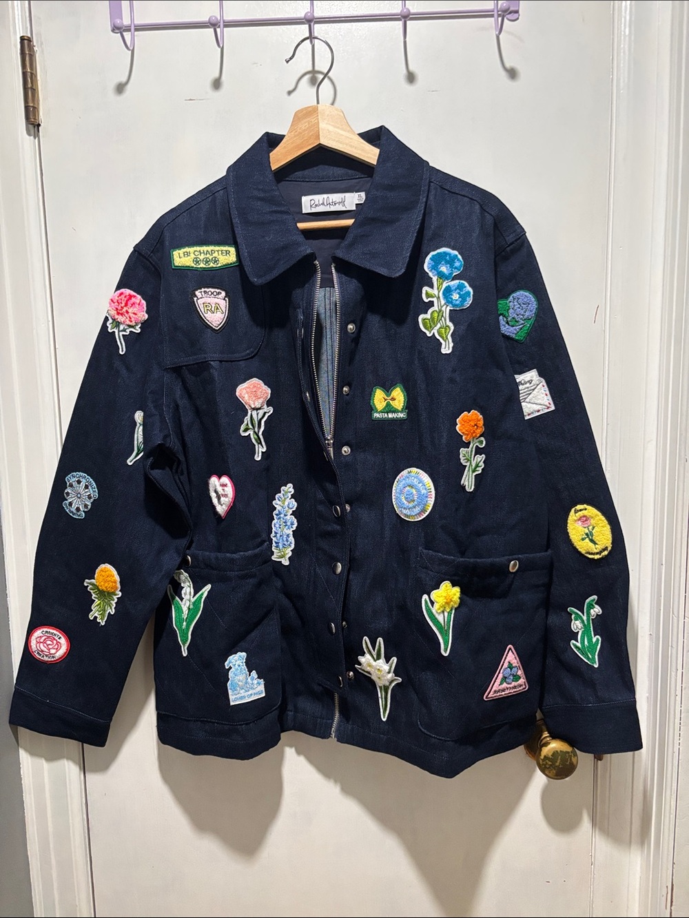 RACHEL ANTONOFF Lizzie jacket indigo with patches size XL
